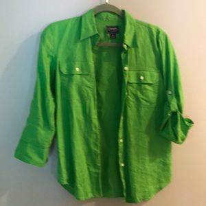 Grass green linen chaps shirt.